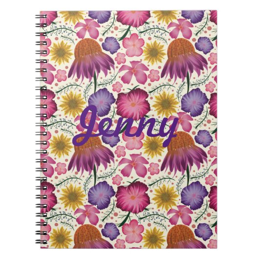 Carnet Modèle Floral fleur sauvage personnalisé (Devant)