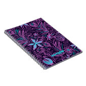 Carnet Modèle floral moderne violet foncé Personnalisé (Côté Droit)