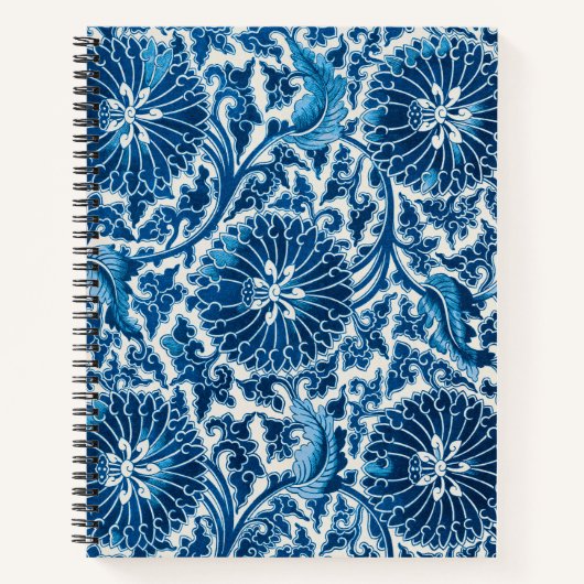 Carnet Modèle Floral Ornemental Bleu vintage (Devant)