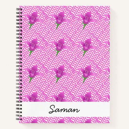 Carnet Modèle floral pourpre moderne (Devant)
