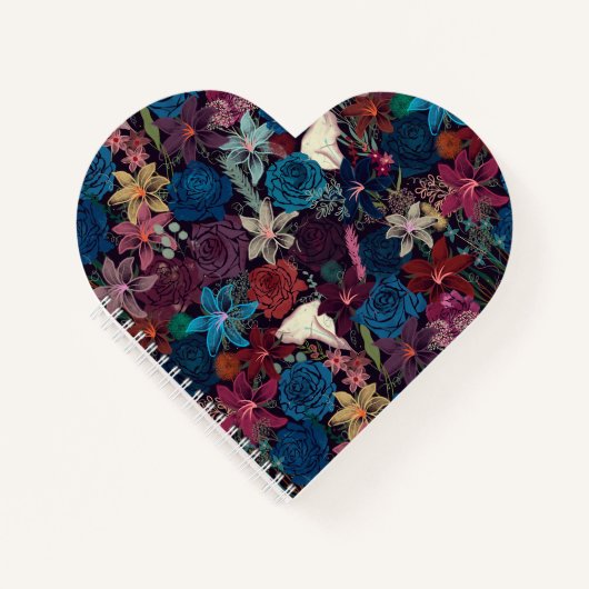 Carnet Modèle floral romantique foncé (Devant)