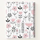 Carnet Modèle floral scandinave noir et rose (Dos)