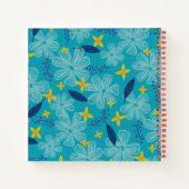 Carnet Modèle floral tropicale turquoise - Monogramme (Dos)