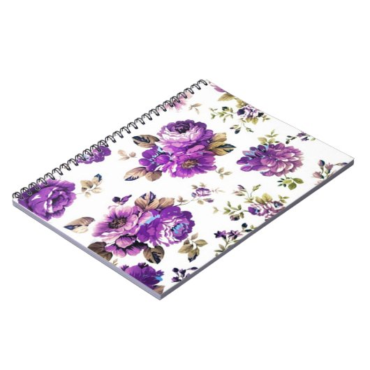 Carnet Modèle floral violet (Côté gauche)