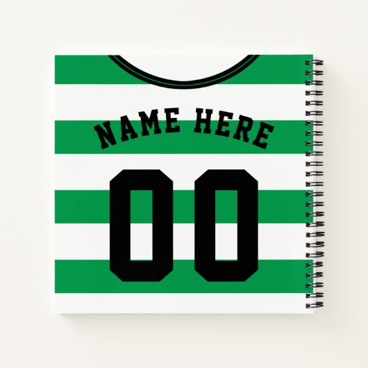 Carnet Modèle Jersey Green Stripes, Football (Dos)