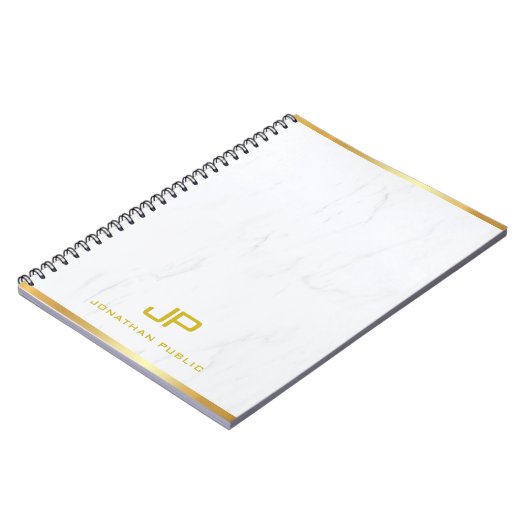 Carnet Modèle moderne en marbre de monogramme doré profes (Côté gauche)