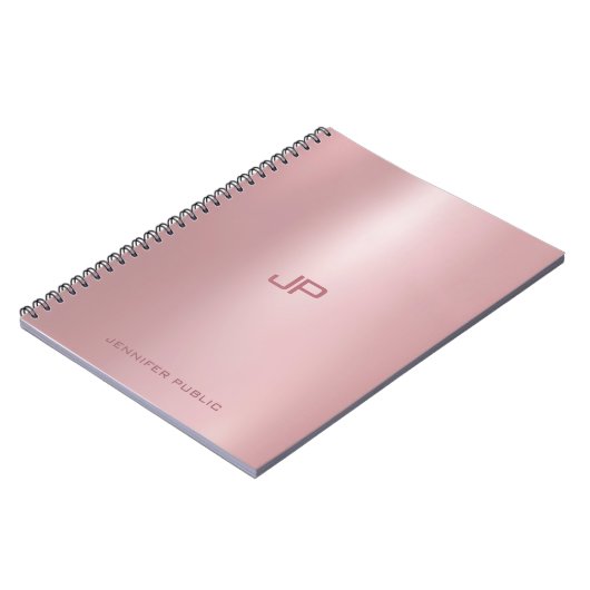 Carnet Modèle monogramme classique élégant Rose or (Côté gauche)