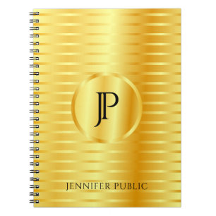 Carnet Modèle Monogrammé Faux Aspect Métal Doré