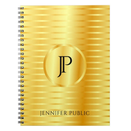 Carnet Modèle Monogrammé Faux Aspect Métal Doré (Devant)