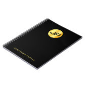 Carnet Modèle noir personnalisé Elegant Gold Monogramme (Côté gauche)