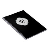 Carnet Modèle noir solide de monogramme (Côté Droit)