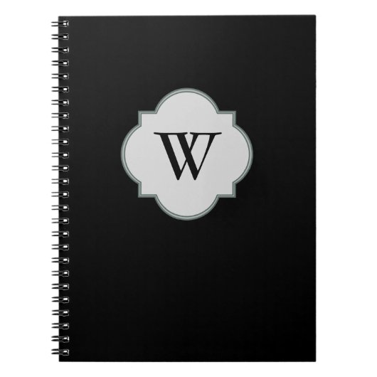 Carnet Modèle noir solide de monogramme (Devant)