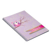 carnet modelé par nuage Girly pourpre de hibou (Côté Droit)