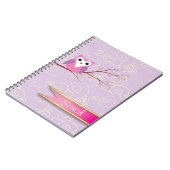 carnet modelé par nuage Girly pourpre de hibou (Côté gauche)