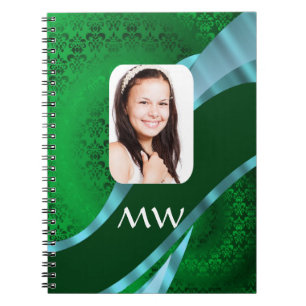 Carnet Modèle photo monogramme vert damé