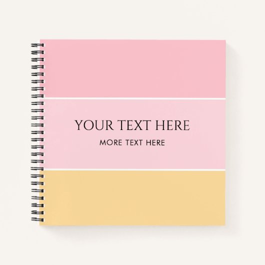 Carnet Modèle rayé personnalisable rose vanille jaune (Devant)