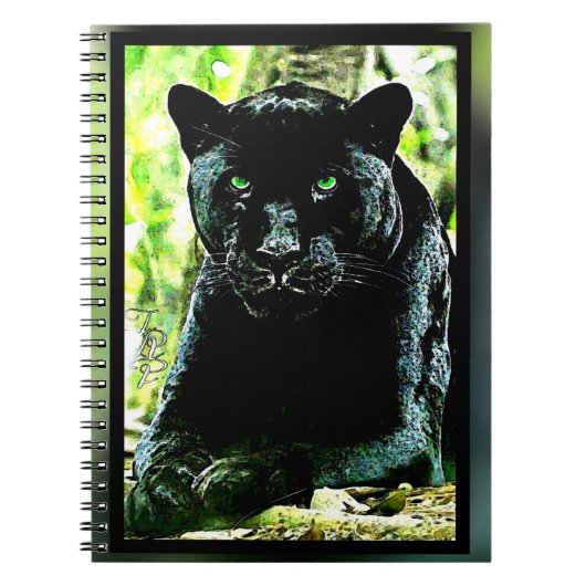 Carnet Modèles Big Cat : Panthère noire teintée verte (Devant)