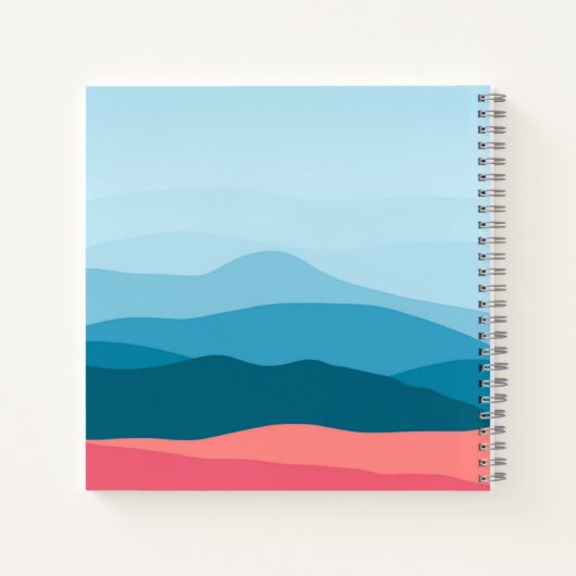 Carnet Modern Abstract Blue Pink Mountains Personalised (Dos)