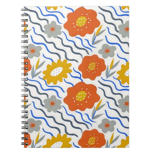 Carnet Modern Abstract Flowers Boho Wavy (Devant)
