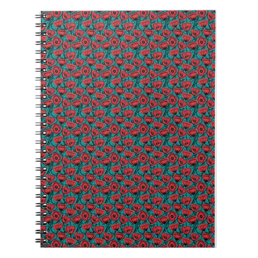 Carnet Modern Abstract Red Poppy Floral Pattern (Devant)