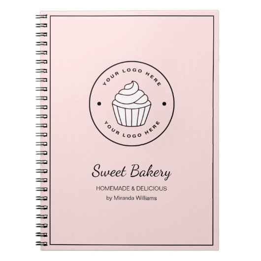 Carnet Modern Bakery Pink Custom Logo (Devant)
