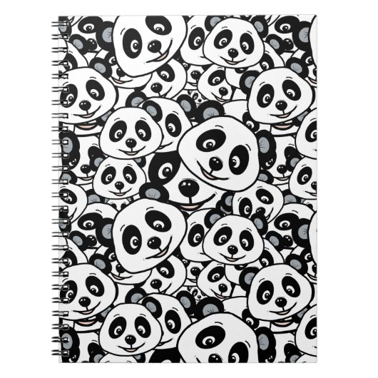 Carnet Modern Black and White Cute Panda Bear Pattern (Devant)