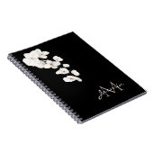 Carnet Modern Black and White Orchid Floral Monogram (Côté Droit)