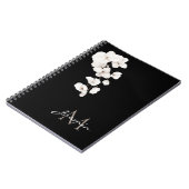 Carnet Modern Black and White Orchid Floral Monogram (Côté gauche)