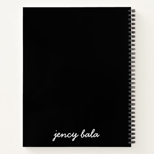 Carnet Modern Black Monogram Name Design (Dos)