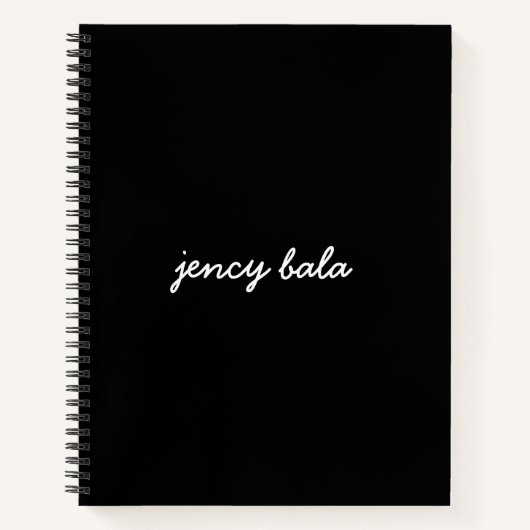 Carnet Modern Black Monogram Name Design (Devant)