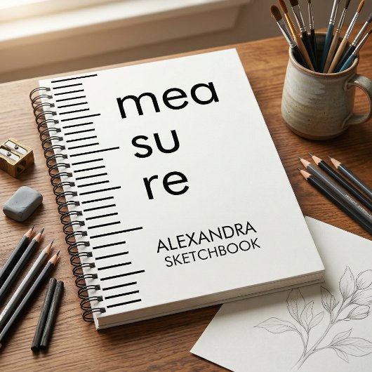 Carnet Modern Black White Measure Typography Sketchbook