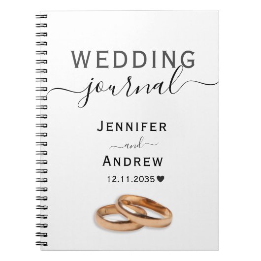Carnet Modern Black & White Script Wedding  (Devant)