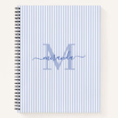 Carnet Modern Blue & White Stripes Monogram Name (Devant)