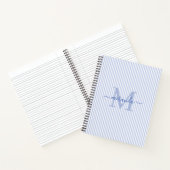 Carnet Modern Blue & White Stripes Monogram Name (Intérieur)