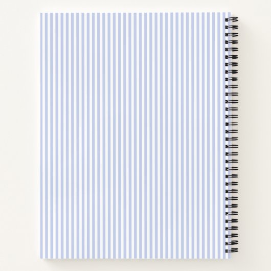 Carnet Modern Blue & White Stripes Monogram Name (Dos)