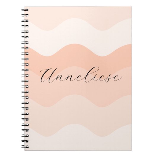 Carnet Modern Blush and Peach Waves Personalized (Devant)