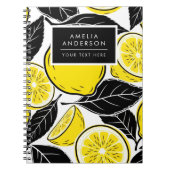 Carnet Modern Bold Lemon & Black Leaves  Seamless Pattern (Devant)
