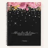 Carnet Modern Botanical Pink Floral Diamonds Glitter (Devant)