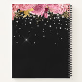 Carnet Modern Botanical Pink Floral Diamonds Glitter (Dos)