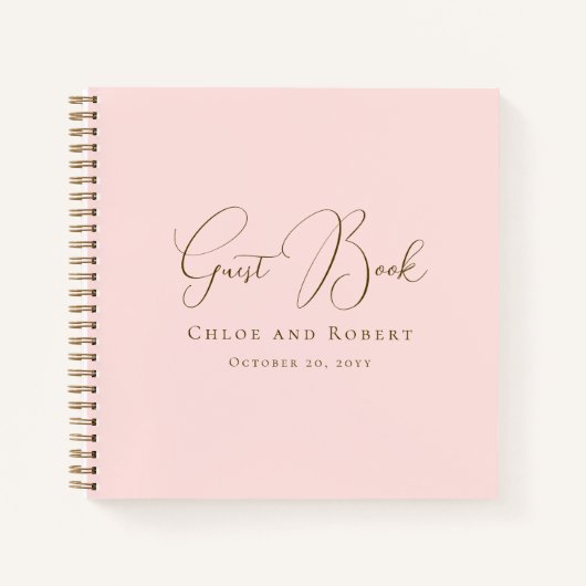 Carnet Modern Chic Elegant Blush Pink Wedding Guest Book (Devant)