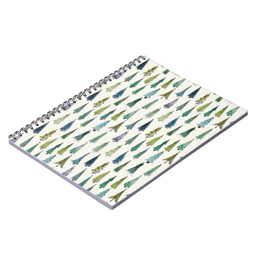 Carnet Modern Christmas Trees Illustrated Pattern (Côté gauche)