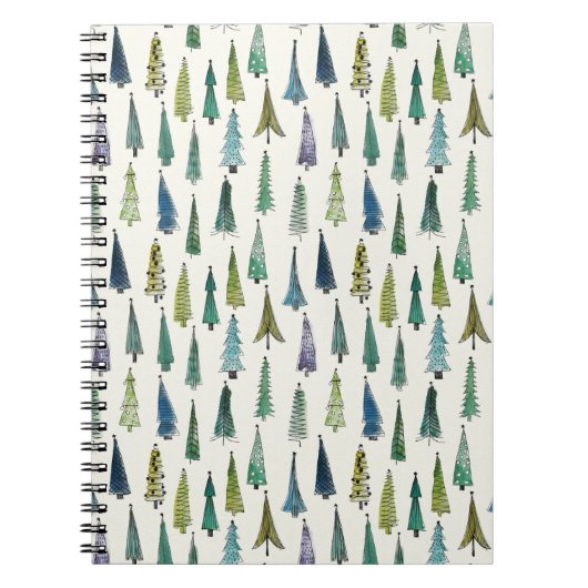 Carnet Modern Christmas Trees Illustrated Pattern (Devant)