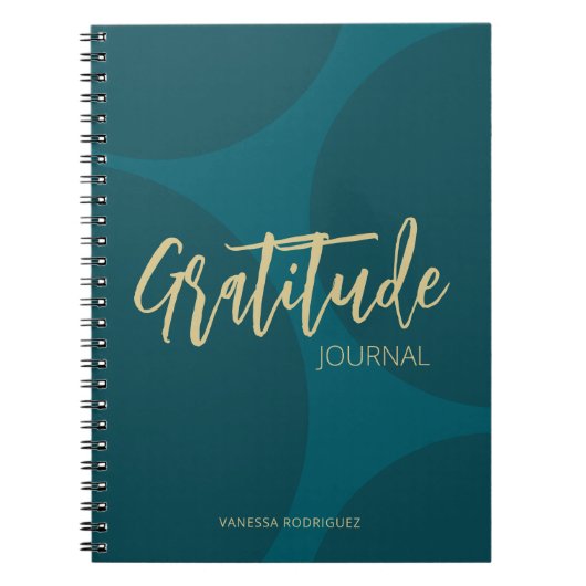 Carnet Modern Classy Turquoise Green Gold Script (Devant)