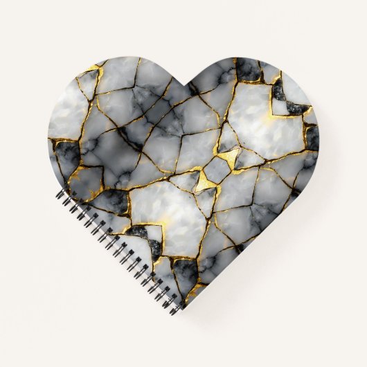 Carnet Modern Cracked Gold White & black marble (Devant)