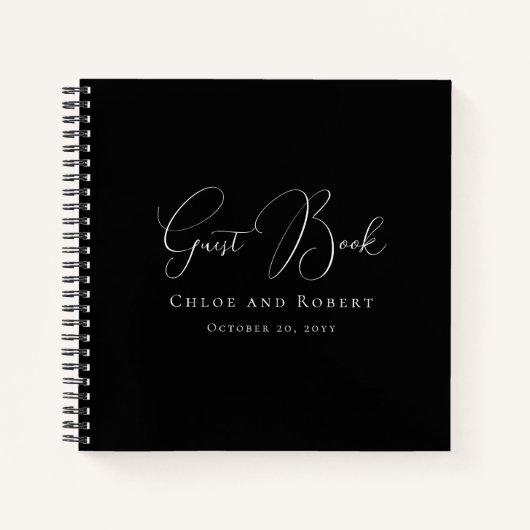 Carnet Modern Elegant Black and White Wedding Guest Book (Devant)
