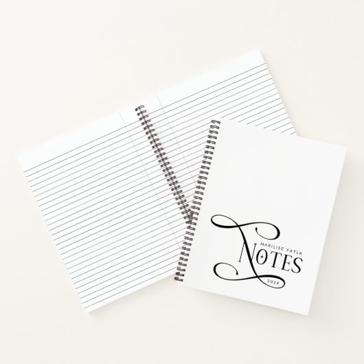 Carnet Modern Elegant Notes Personalized Black White (Intérieur)