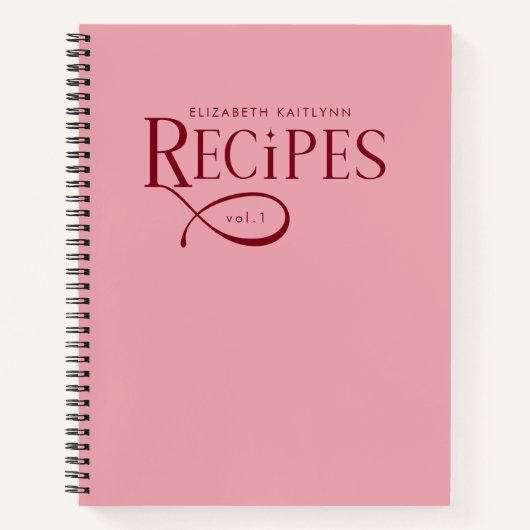 Carnet Modern Elegant Personalized Burgundy Pink Recipes (Devant)