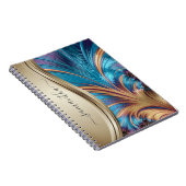 Carnet Modern Fractal Blue Gold Handwritten Name (Côté Droit)