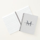 Carnet Modern Gray & White Stripes Monogram Name (Intérieur)