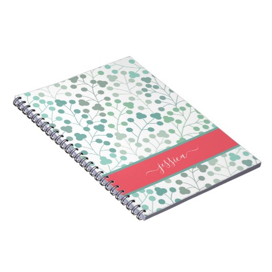 Carnet Modern green floral pattern script name mini clipb (Côté Droit)